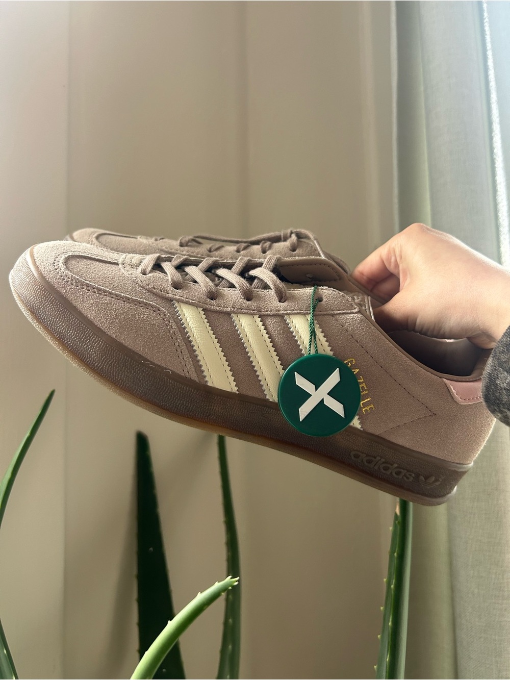 adidas Gazelle Sneakers in Taupe with Cream Stripes